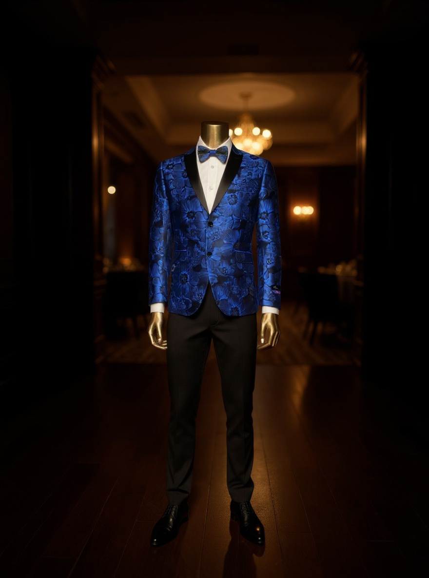 Tuxedo Collection - Tuxedo & Bowtie - Slim Fit Royal Blue