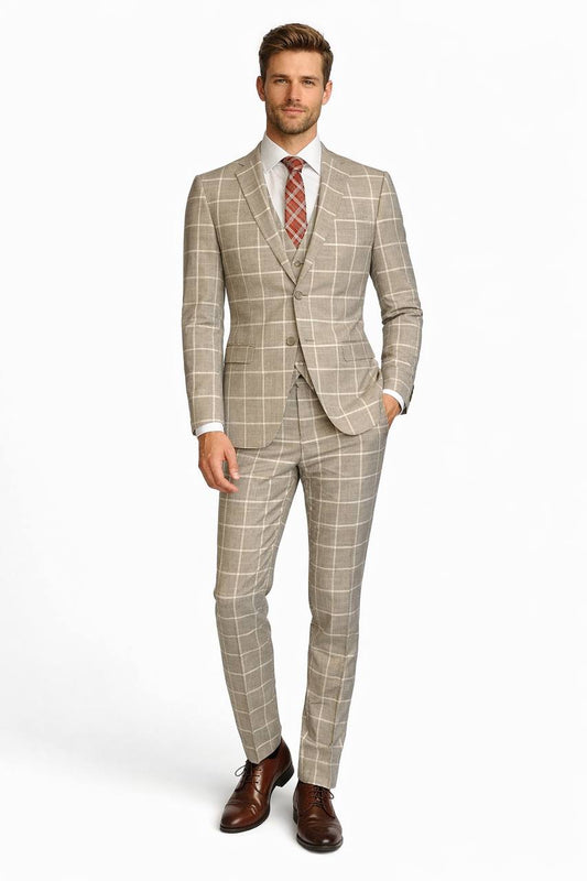 Vintage-Inspired Men's Fashion - 3 Piece Suit Grey Plaid