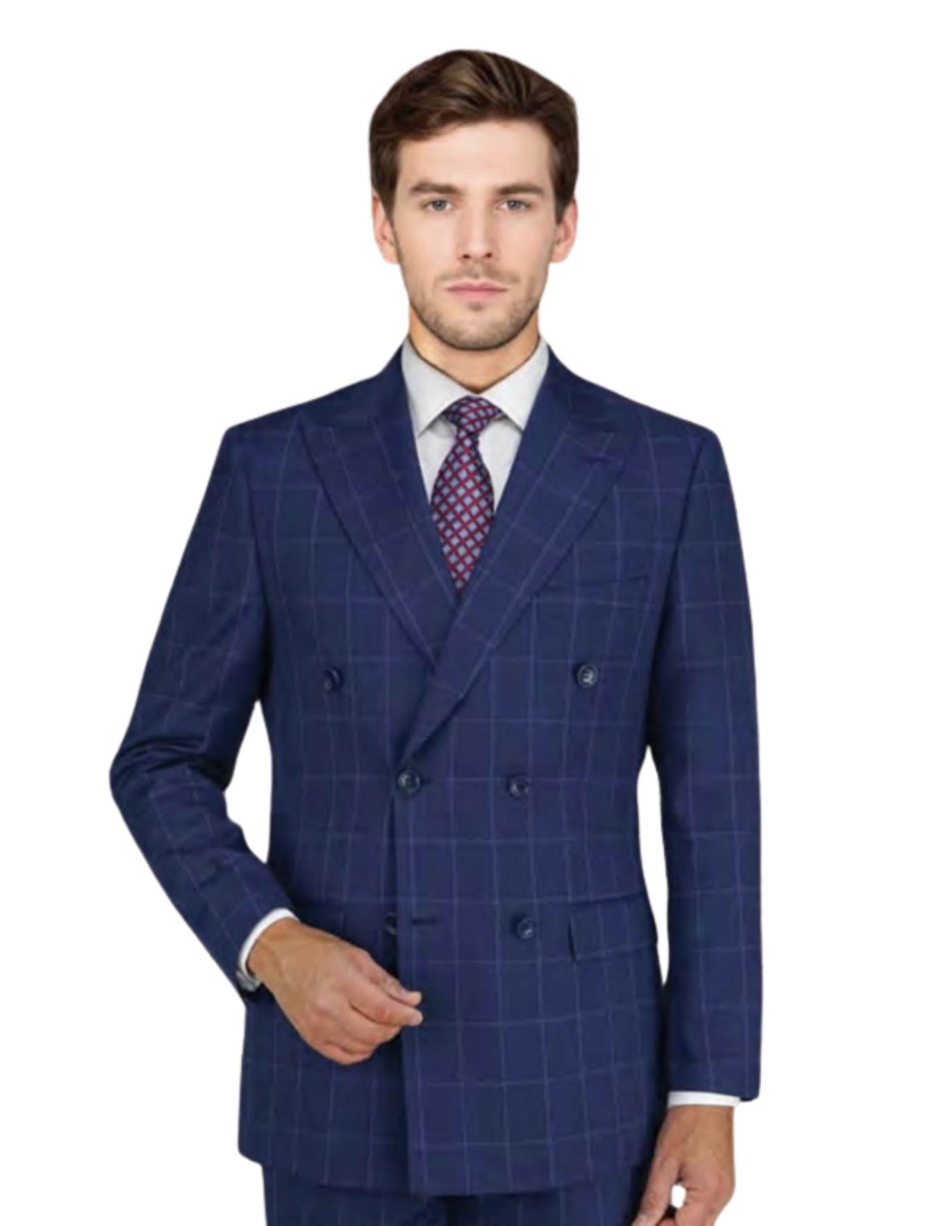 Mantoni Navy Blue Windowpane Suit
