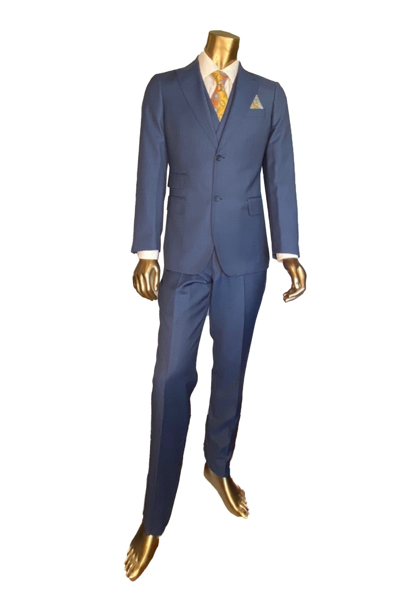 Mantoni - 3 Piece Suit Blue Tic – yaminismenswear