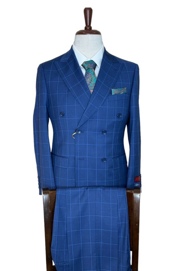 Mantoni Navy Blue Windowpane Suit