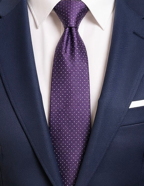 Designer Tie - Purple & White Polka Dot