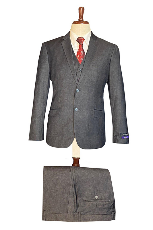 Retro - 3 Piece Suit Charcoal Gray & Vest