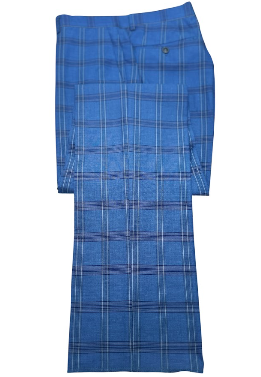 Enzo - Blue Windowpane Suit Pants