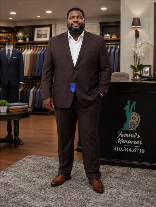 MENS 52L/46W Dark Taupe single breasted 2piece, Classic Fit Formal Elegant