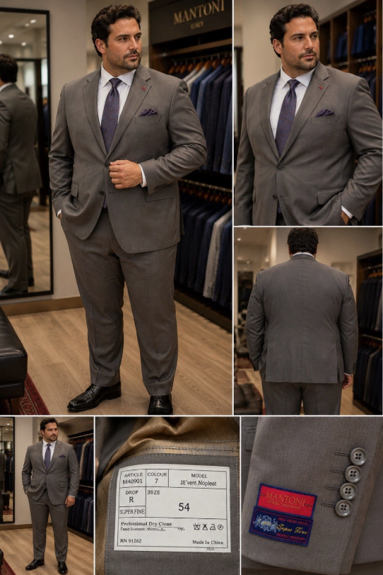 MENS 54R/48W Taupe grey 100%Wool suit 2piece, Classic Fit Formal Elegant