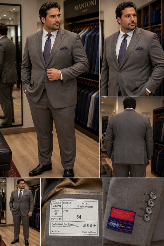 MENS 54R/48W Taupe grey 100%Wool suit 2piece, Classic Fit Formal Elegant