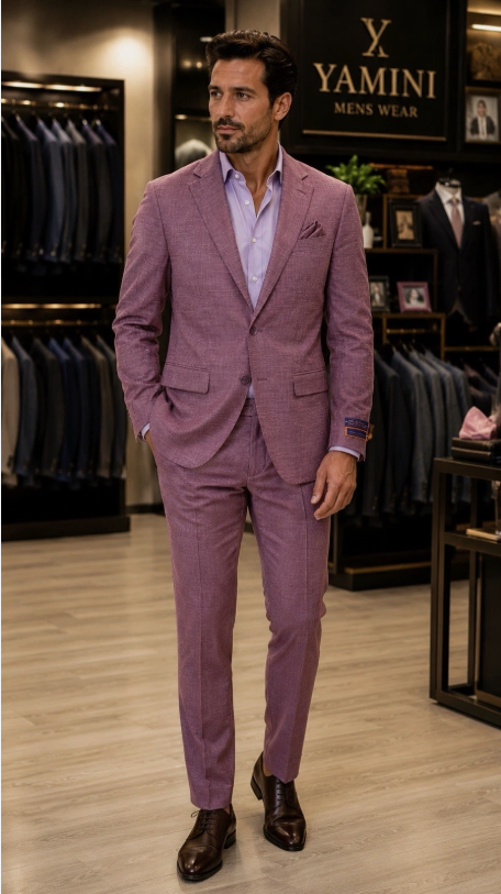 Giorgio Fiorelli Light Burgundy Suit 40R/44R/46S Modern Fit 2 Button Formal