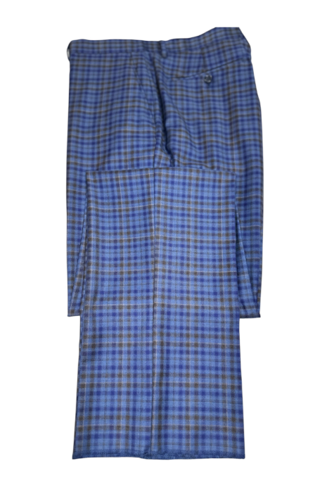 Elegant Luxe Italy Blue Pattern Modern Fit Suit Pants 2 Button