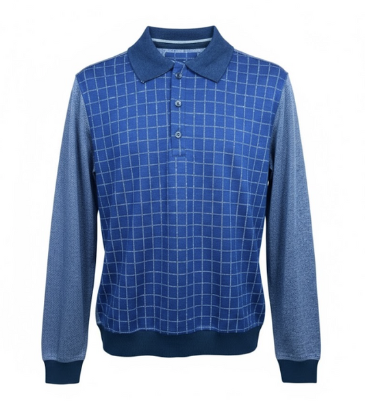 Enzo - Business Casual Top in Navy Check