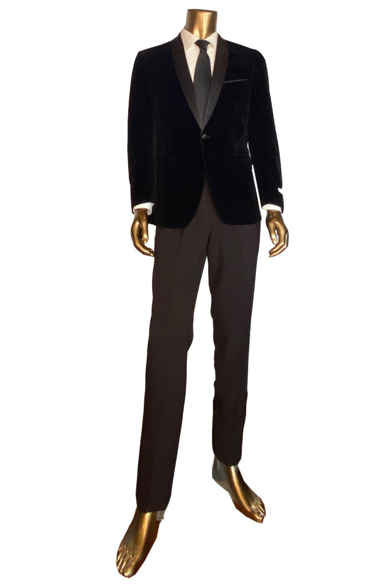 Sharp Suit Slim - Black Velvet Tuxedo - Black Bowtie