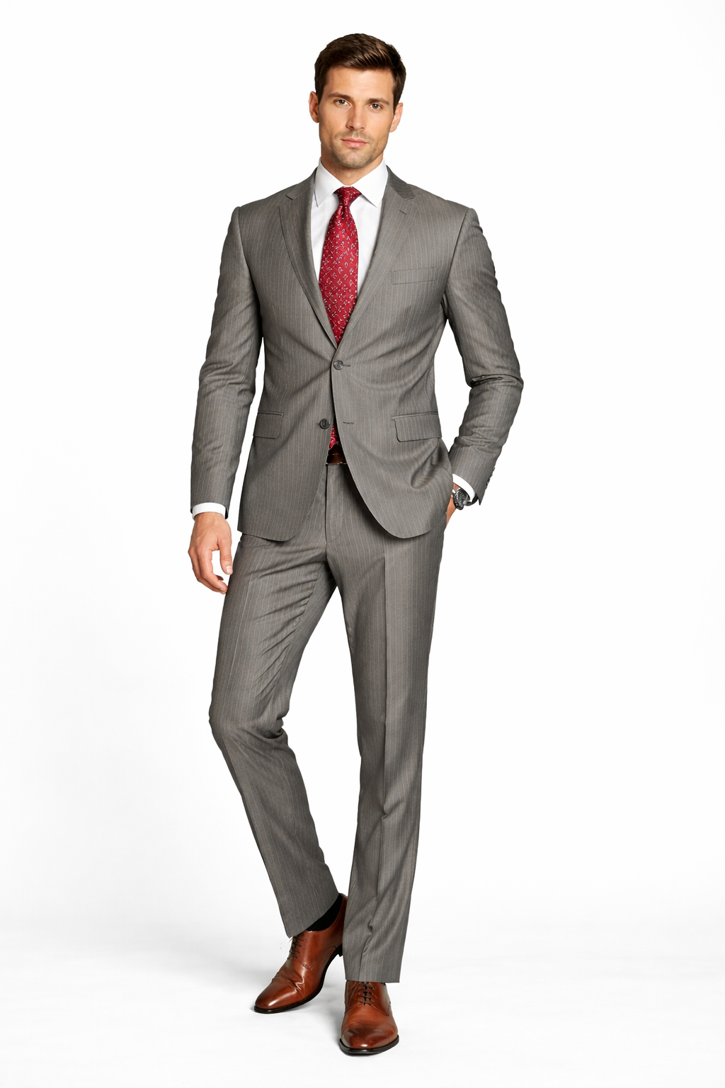 Sophisticated Italian Style - Gray Pinstripe Suit