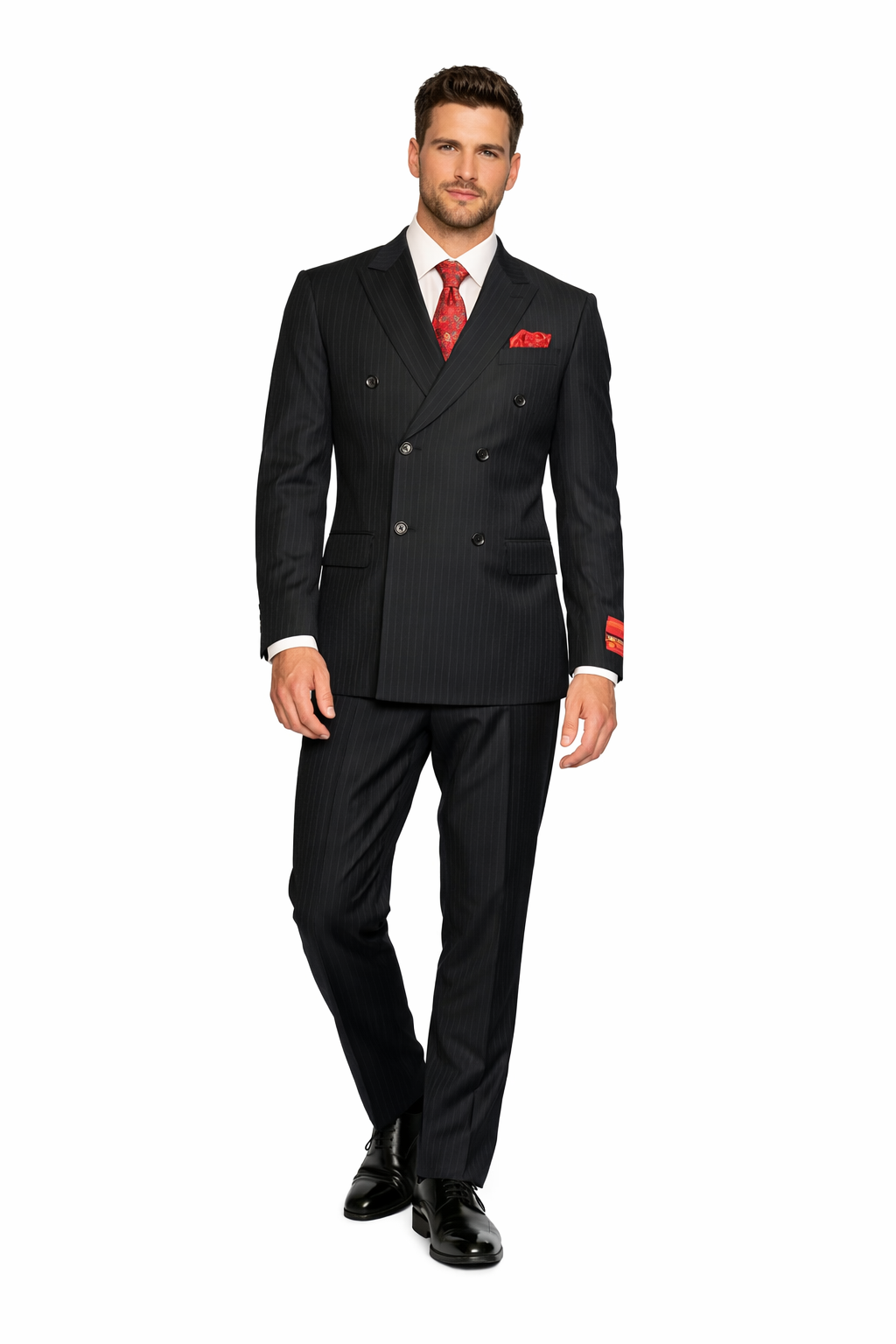 Superfine 100% Wool - Black Stripe Suit