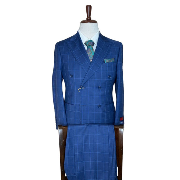 Mantoni Collection Navy Blue Windowpane Suit