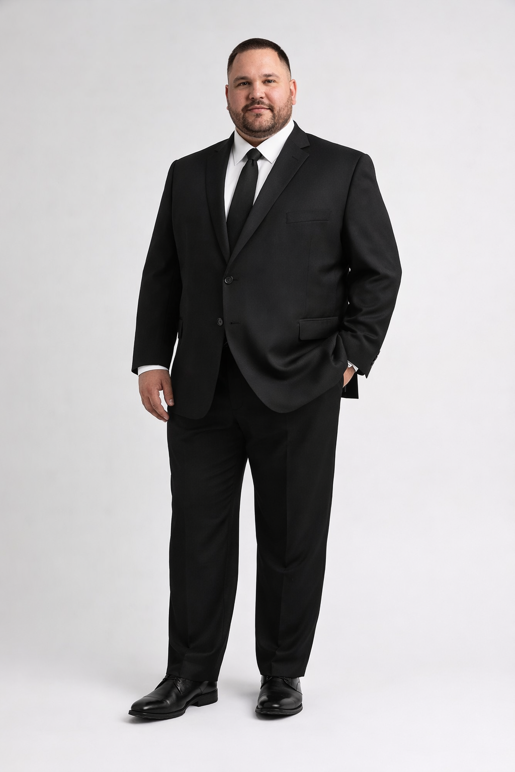 Giorgio Fiorelli - Portly Fit Solid Black 2-Piece Suit
