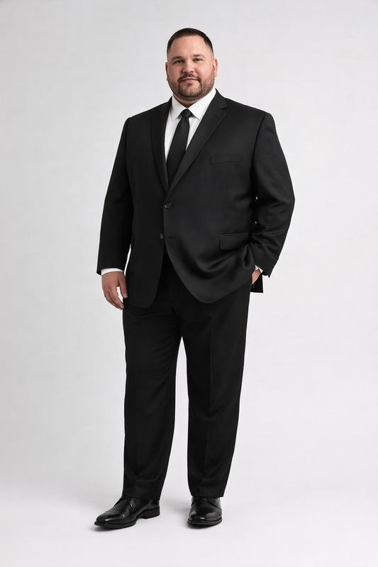 Giorgio Fiorelli - Portly Fit Solid Black 2-Piece Suit