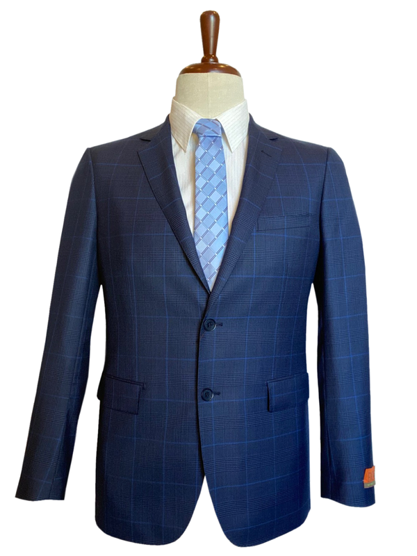 Enzo - Modern Fit Sport Coat Navy Windowpane