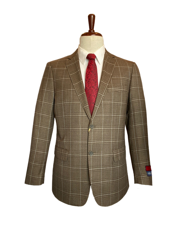 Mantoni - Classic Fit A Sport Coach Forest Green & Brown Plaid