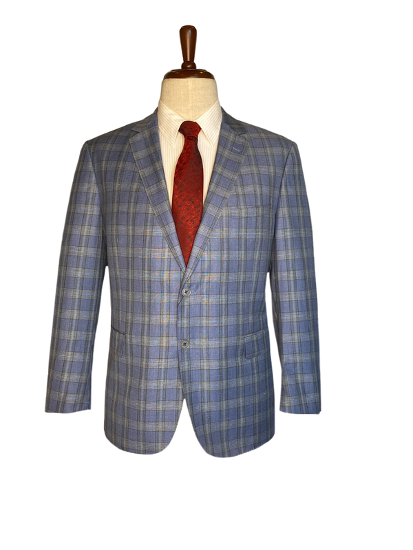 Enzo - Modern Fit Sport Coat Blue Plaid