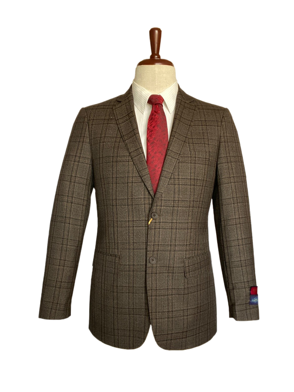 Mantoni - Classic Fit Sport Coat Brown Plaid