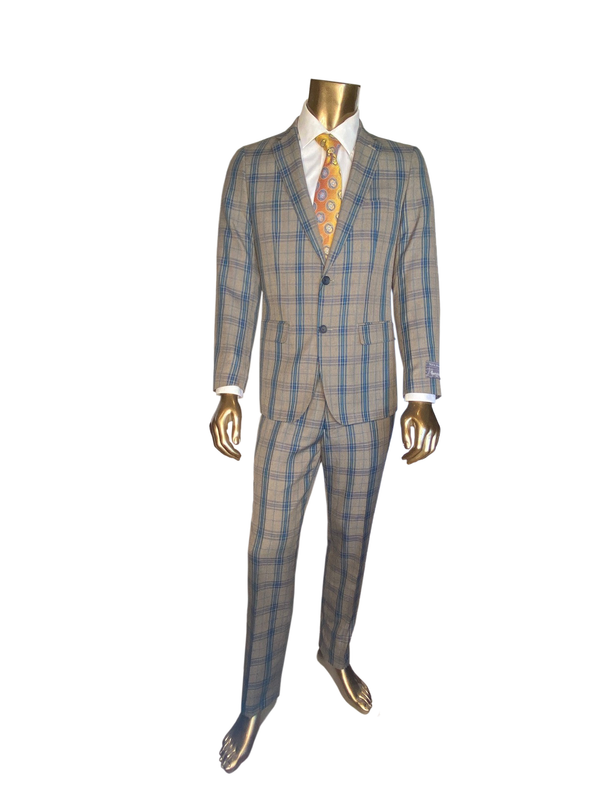 Bertolini Gray Plaid Suit