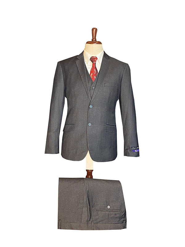 Retro - Slim Fit 3 Piece Suit Charcoal Gray & Vest