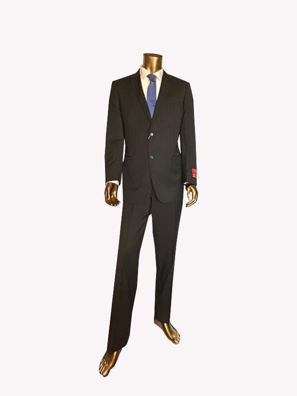 Mantoni - Modern Fit Black Stripe Suit