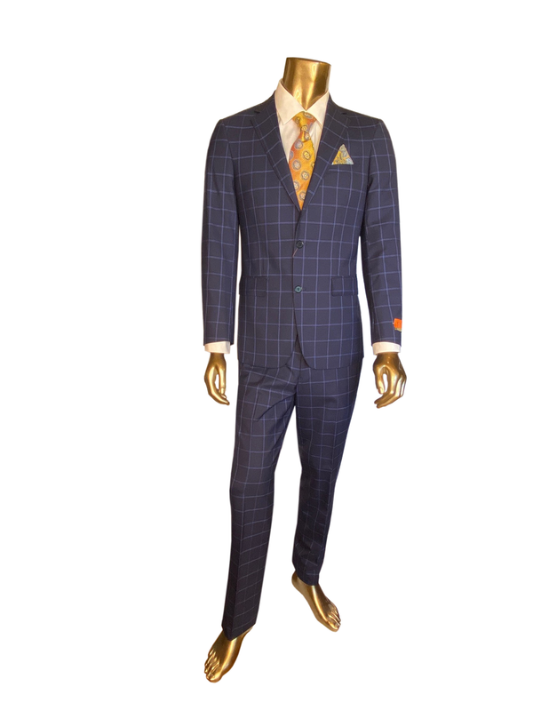 Enzo Navy Windowpane Suit